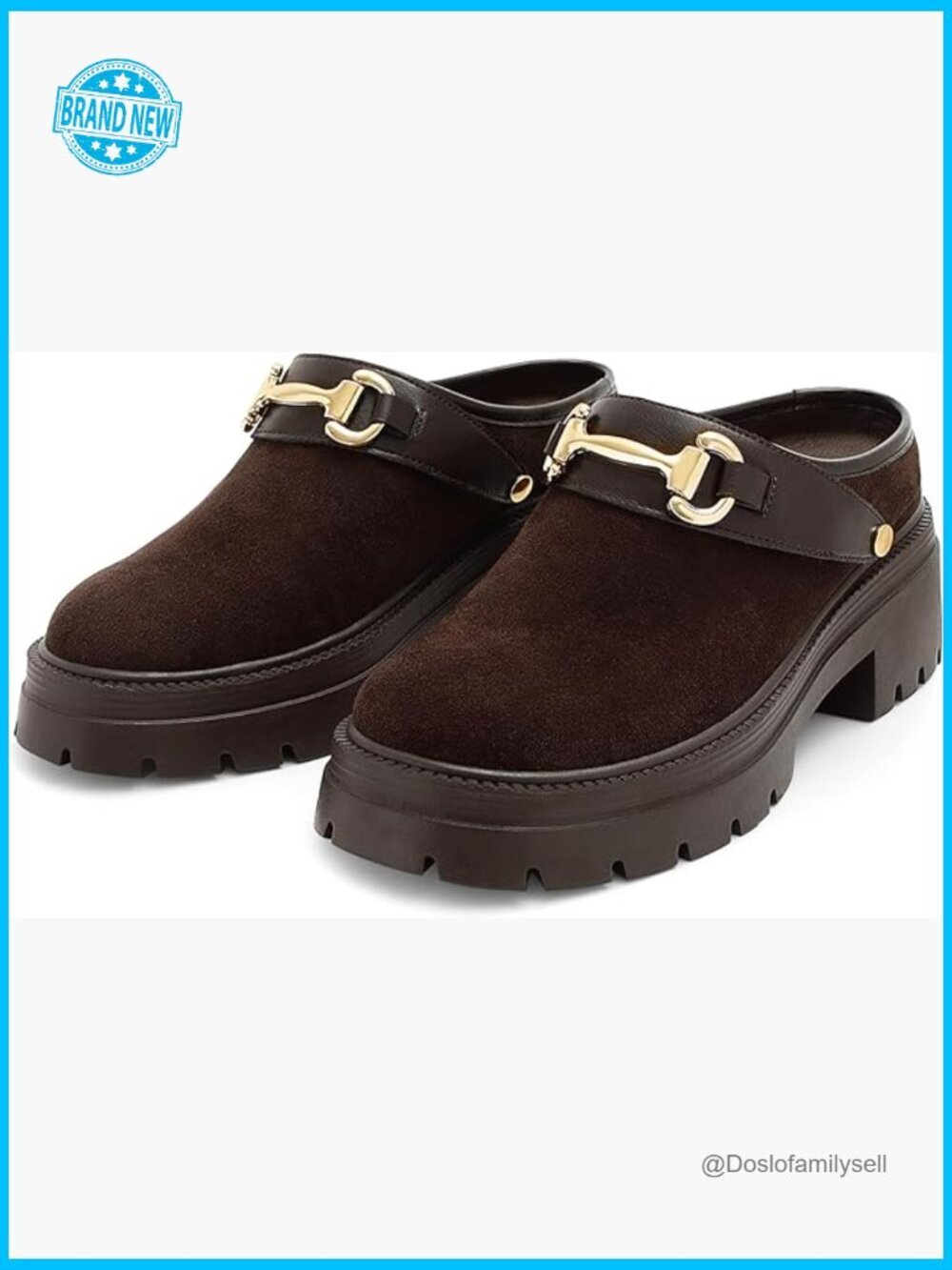 Chunky Platform Mules Slide Loafers with Slingback Strap Fall Winter
